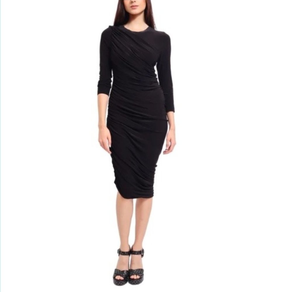 Norma Kamali Black Long Sleeve Diana Gown Size M BNWT